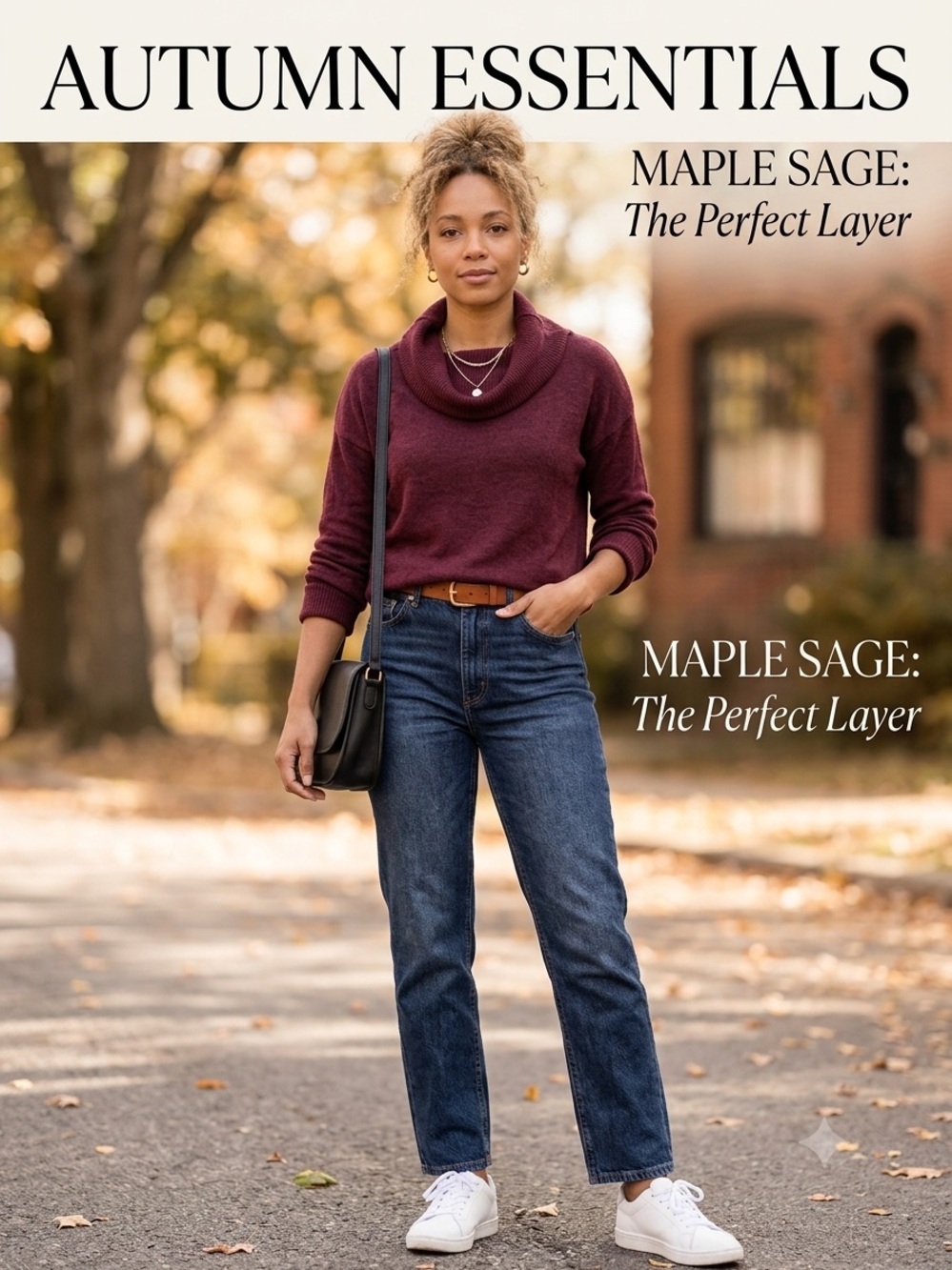 Maple sage Cowl-Neck Sweater in Rich Burgundy